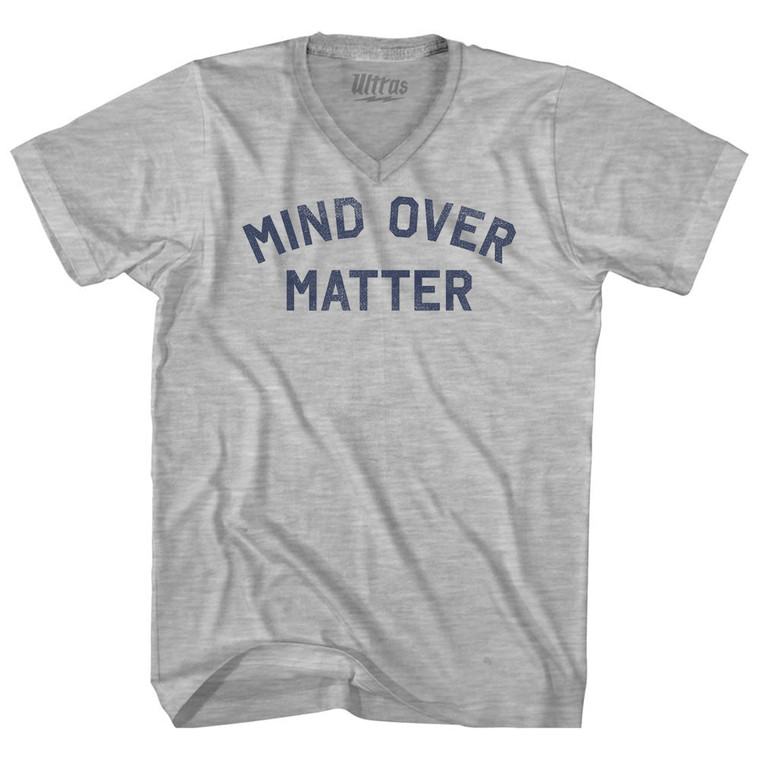 Mind Over Matter Adult Cotton V-neck T-shirt - Grey Heather