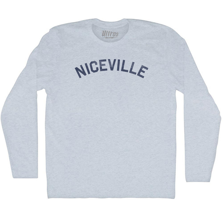 Niceville Adult Tri-Blend Long Sleeve T-shirt - Athletic White