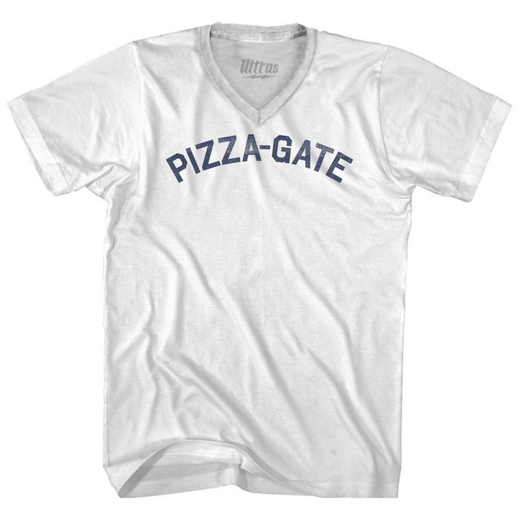 Pizza-Gate Adult Tri-Blend V-neck T-shirt - White