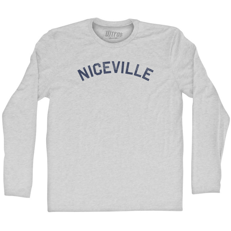 Niceville Adult Cotton Long Sleeve T-shirt - Grey Heather
