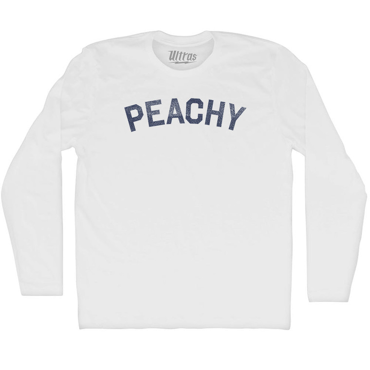 Peachy Adult Cotton Long Sleeve T-shirt - White