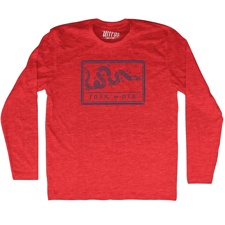 Harting Join Or Die Adult Tri-Blend Long Sleeve T-shirt - Athletic Red