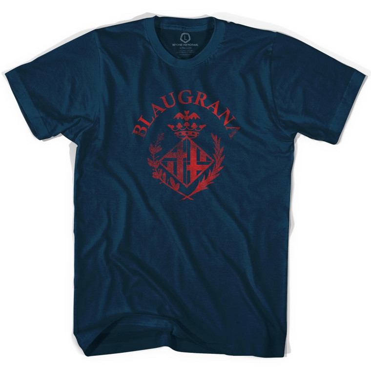 Blaugrana Barcelona Vintage Soccer Adult Tri-Blend T-shirt - Navy