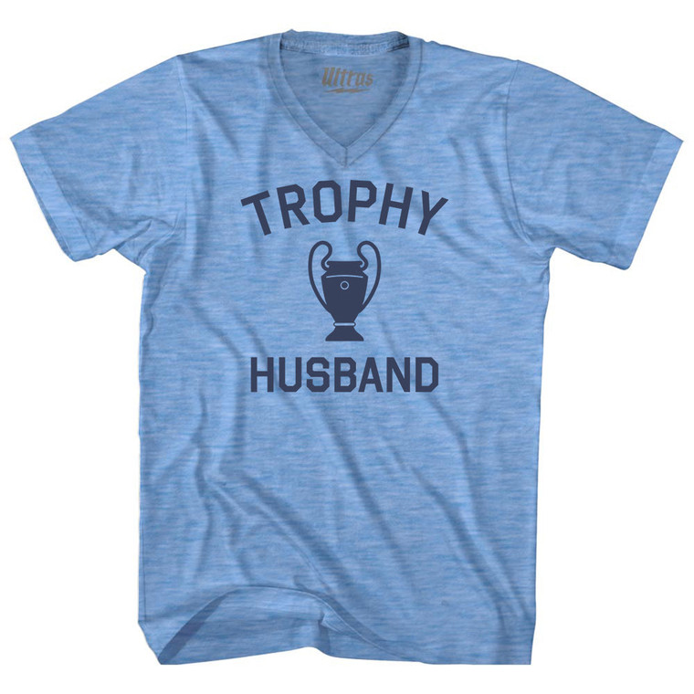 Trophy Husband Adult Tri-Blend V-neck T-shirt - Athletic Blue