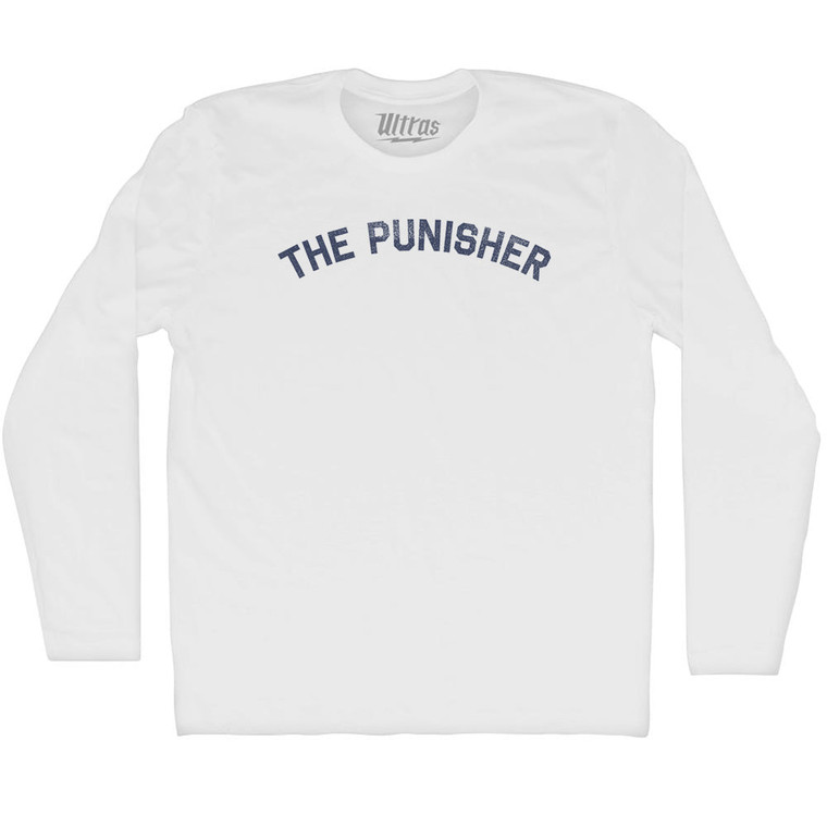 The Punisher Adult Cotton Long Sleeve T-shirt - White