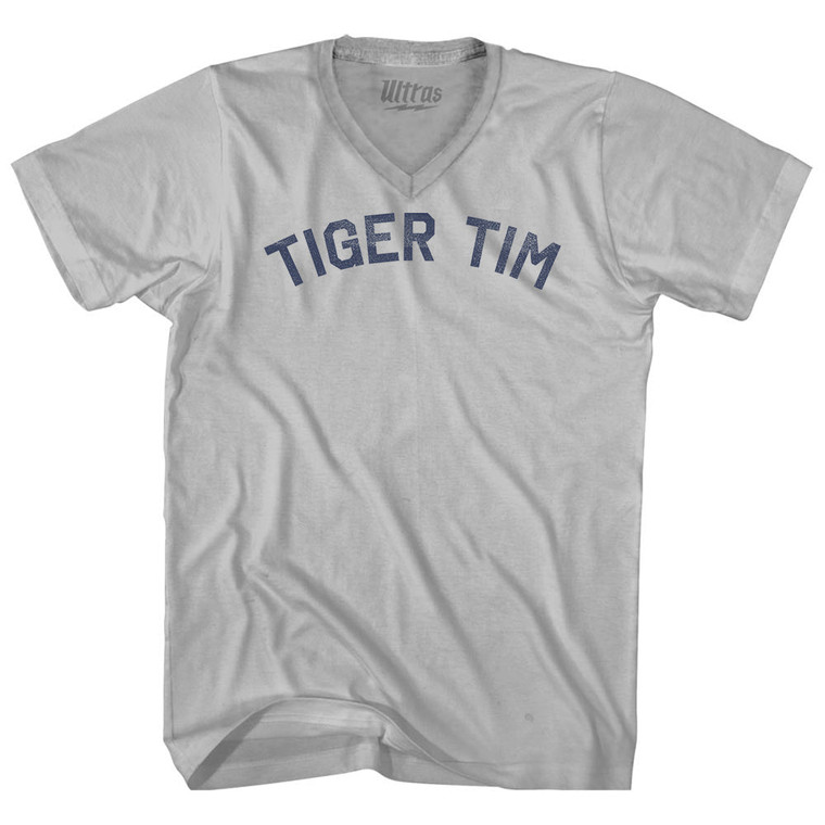 Tiger Tim Adult Tri-Blend V-neck T-shirt - Cool Grey