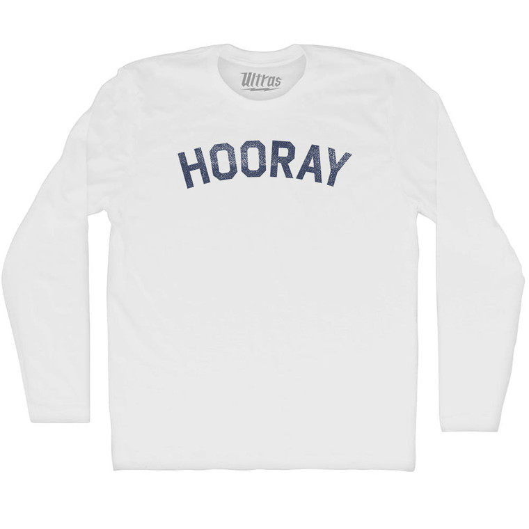 Hooray Adult Cotton Long Sleeve T-shirt - White