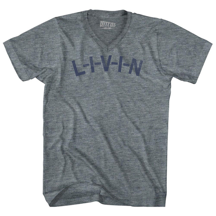 L-I-V-I-N Tri-Blend V-neck Womens Junior Cut T-shirt - Athletic Grey