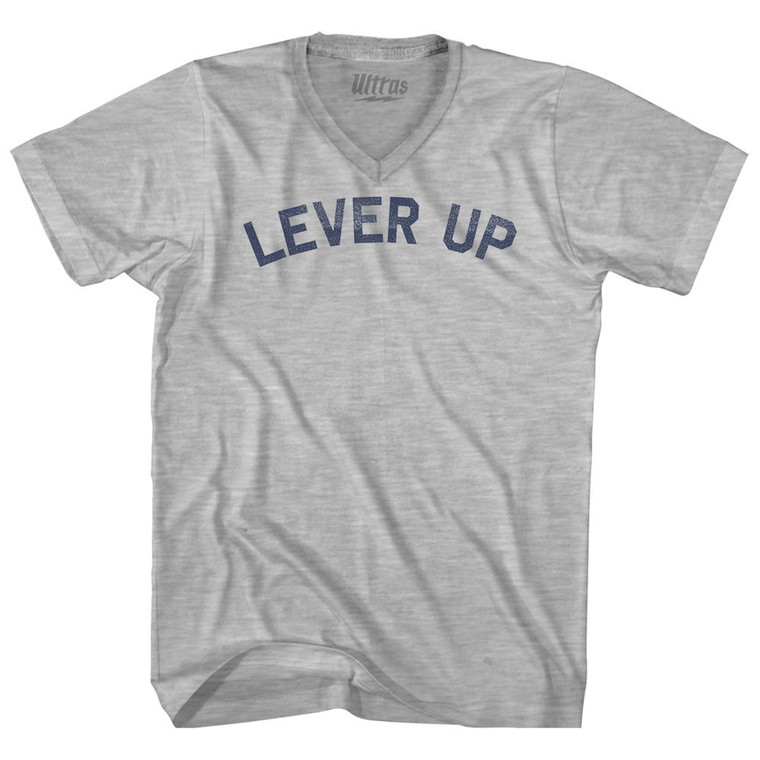 Lever Up Adult Cotton V-neck T-shirt - Grey Heather
