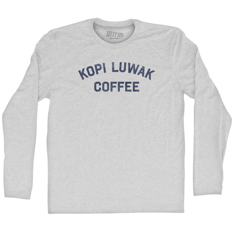 Kopi Luwak Coffee Adult Cotton Long Sleeve T-shirt - Grey Heather