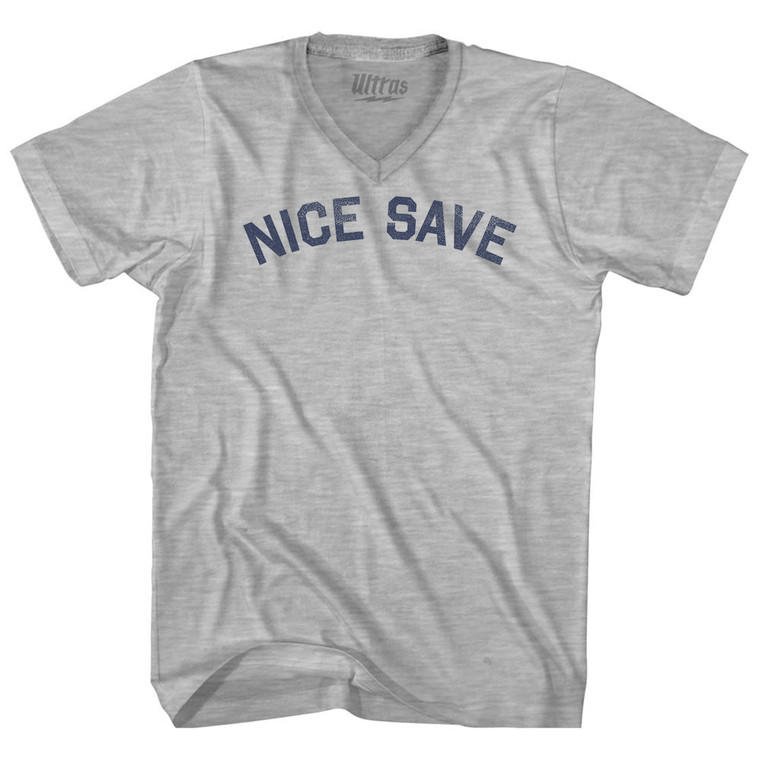 Nice Save Adult Cotton V-neck T-shirt - Grey Heather