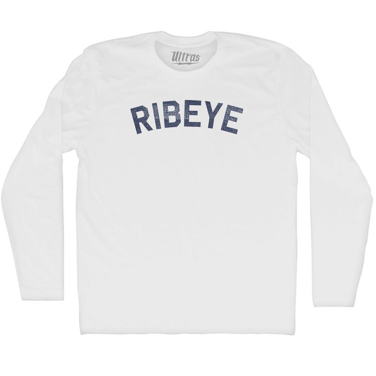 Ribeye Adult Cotton Long Sleeve T-shirt - White