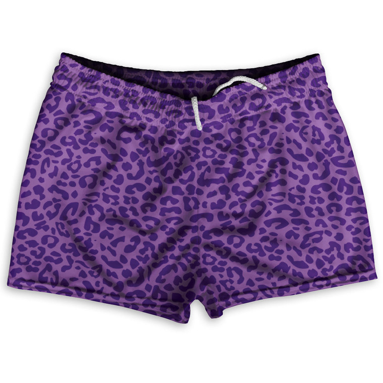 Cheetah Two Tone Light Purple Shorty Short Gym Shorts 2.5" Inseam Made In USA - Light Purple
