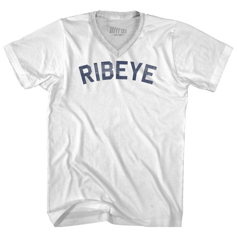 Ribeye Adult Tri-Blend V-neck T-shirt - White