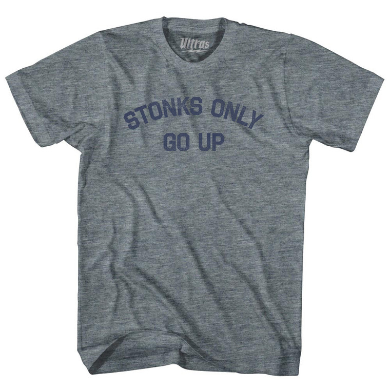Stonks Only Go Up Womens Tri-Blend Junior Cut T-Shirt - Athletic Grey