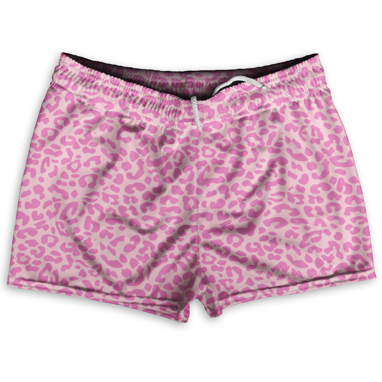 Cheetah Two Tone Pale Pink Shorty Short Gym Shorts 2.5" Inseam Made In USA - Pale Pink