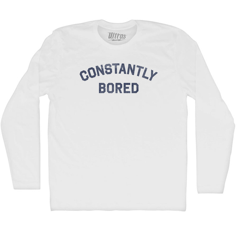 Constantly Bored Adult Cotton Long Sleeve T-shirt - White