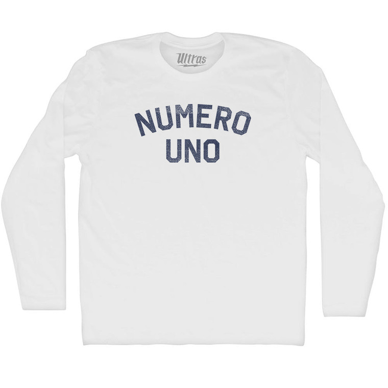 Numero Uno Adult Cotton Long Sleeve T-shirt - White