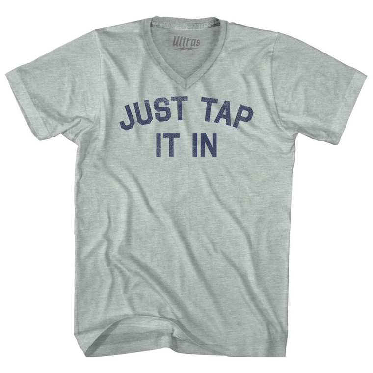 Just Tap It In Adult Tri-Blend V-neck T-shirt - Athletic Cool Grey