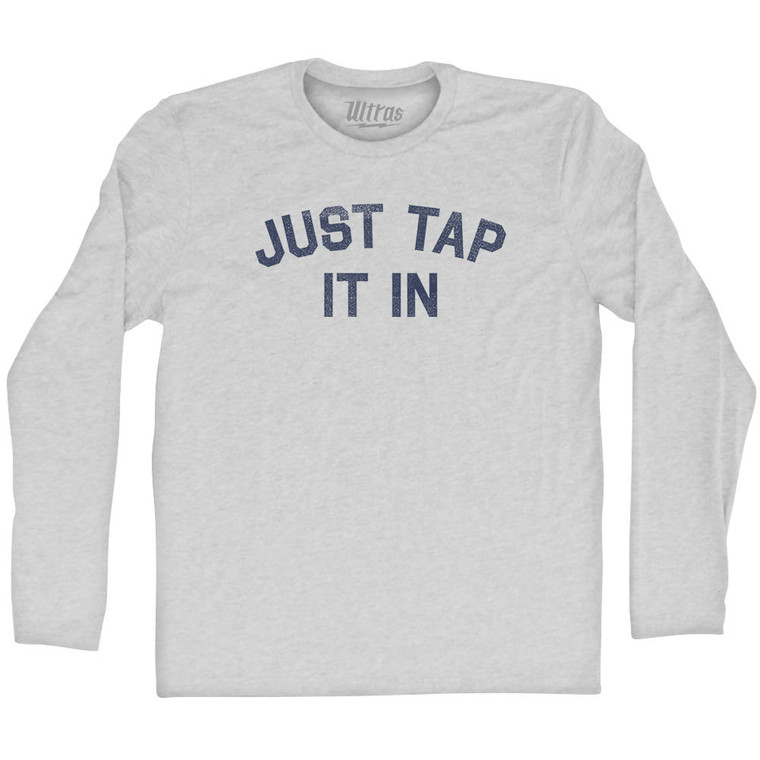 Just Tap It In Adult Cotton Long Sleeve T-shirt - Grey Heather