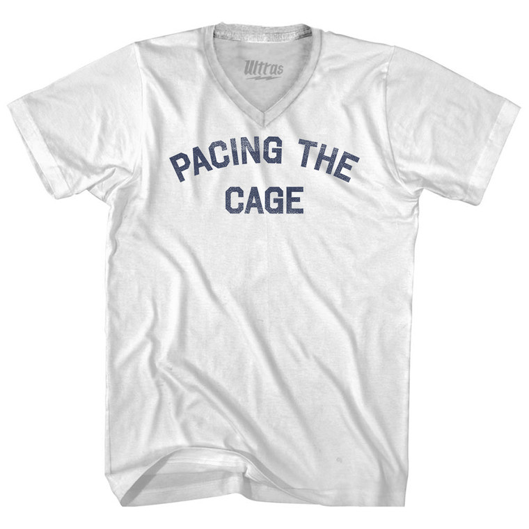 Pacing the Cage Adult Tri-Blend V-neck T-shirt - White
