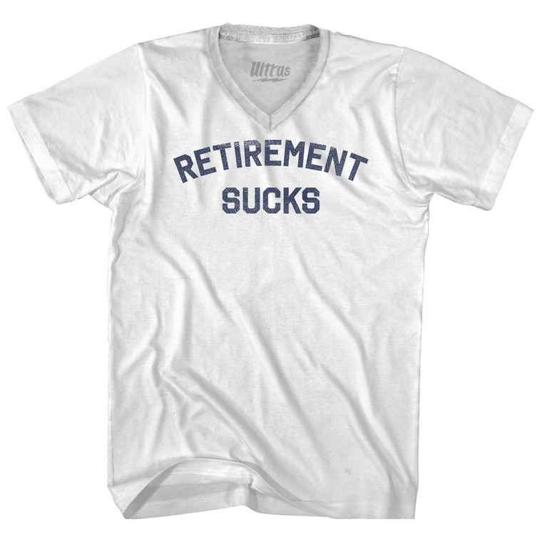 Retirement Sucks Adult Tri-Blend V-neck T-shirt - White