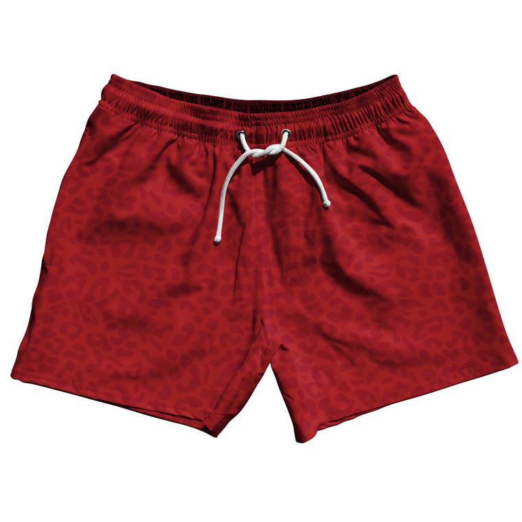 Cheetah Two Tone Red 5" Swim Shorts Made in USA - Red