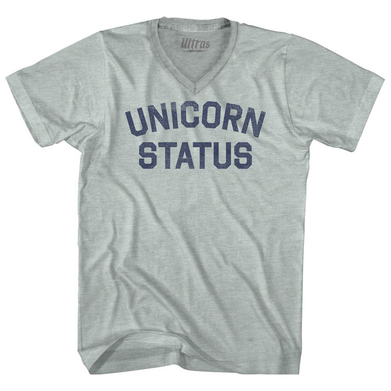 Unicorn Status Adult Tri-Blend V-neck T-shirt - Athletic Cool Grey