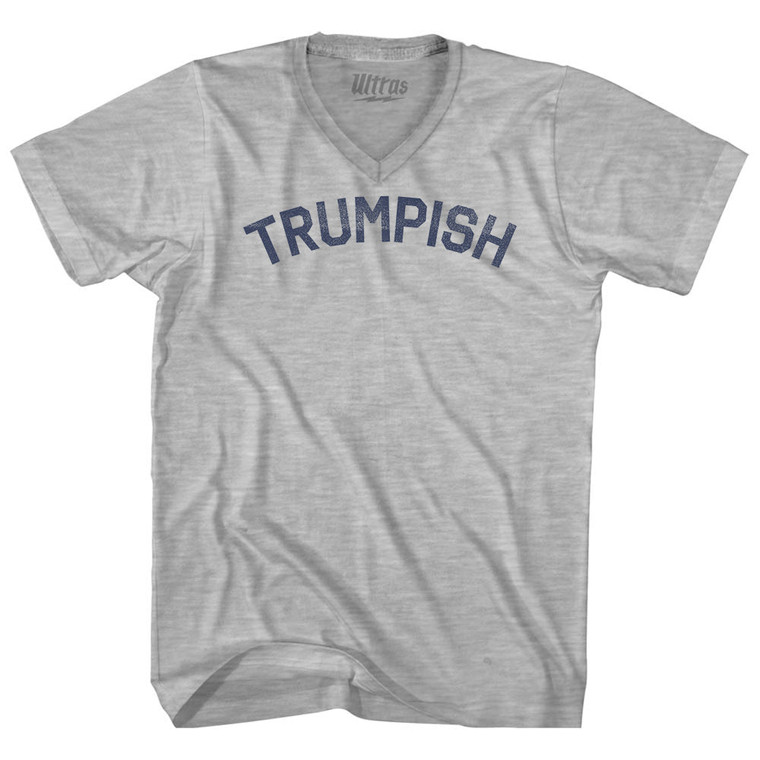 Trumpish Adult Cotton V-neck T-shirt - Grey Heather