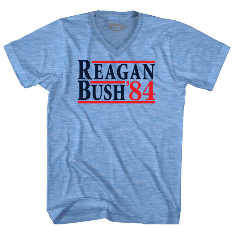 Reagan Bush 84 Adult Tri-Blend V-neck T-shirt - Athletic Blue