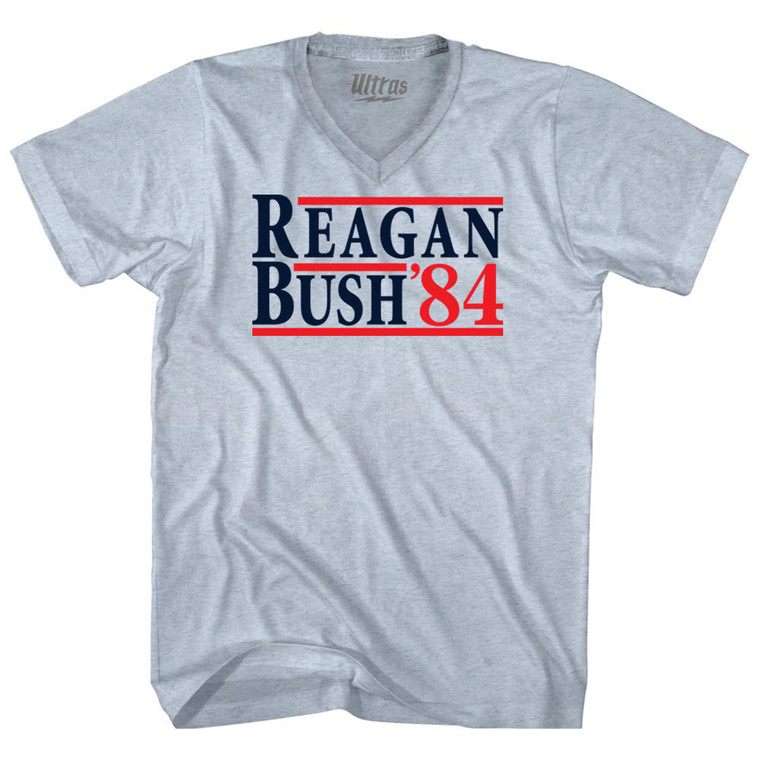 Reagan Bush 84 Adult Tri-Blend V-neck T-shirt - Athletic White