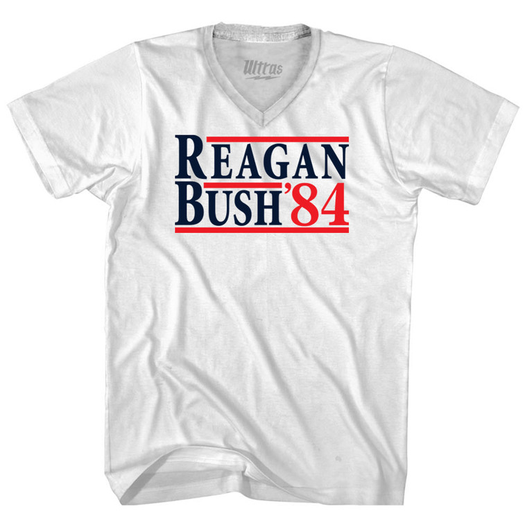 Reagan Bush 84 Adult Tri-Blend V-neck T-shirt - White