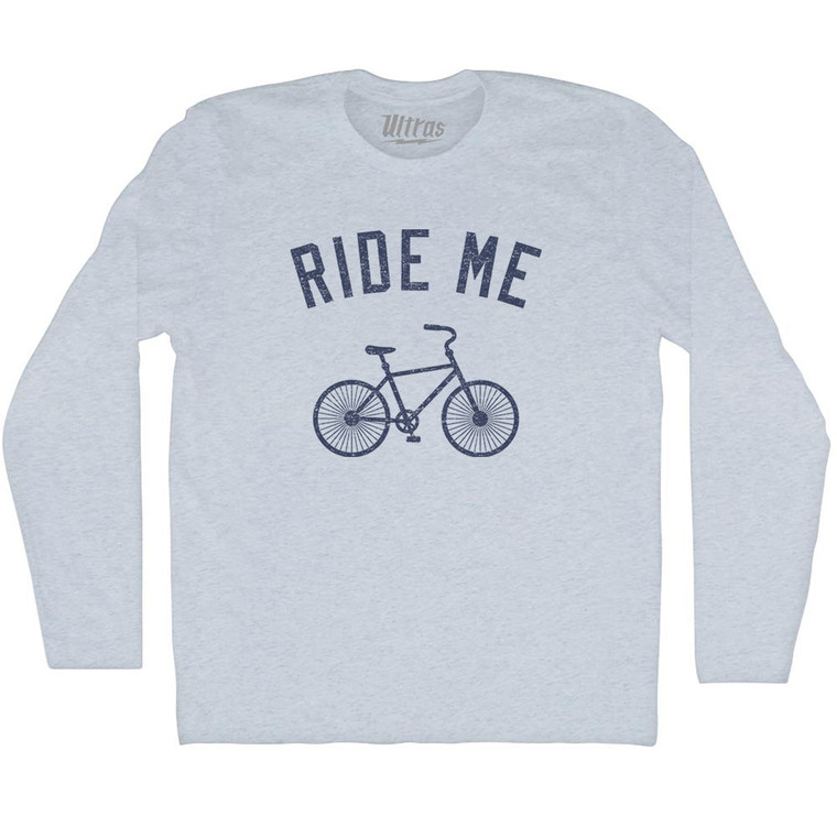 Ride Me Bike Adult Tri-Blend Long Sleeve T-shirt - Athletic White