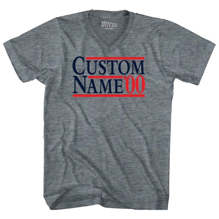 Election Custom Election Two Names And Year Tri-Blend V-neck Womens Junior Cut T-shirt - Athletic Grey