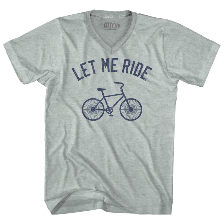 Let Me Ride Bike Adult Tri-Blend V-neck T-shirt - Athletic Cool Grey