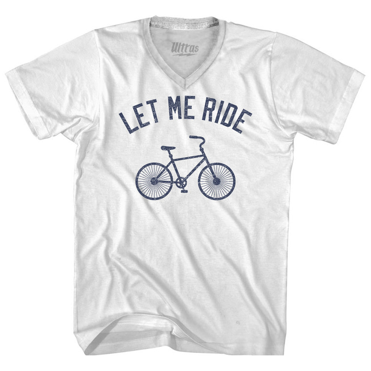 Let Me Ride Bike Adult Tri-Blend V-neck T-shirt - White