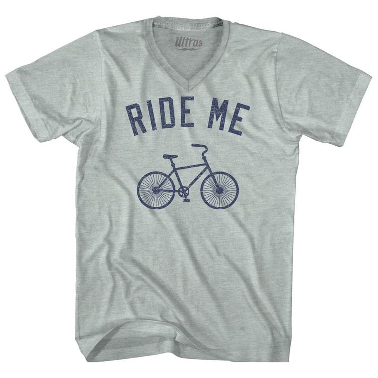 Ride Me Bike Adult Tri-Blend V-neck T-shirt - Athletic Cool Grey