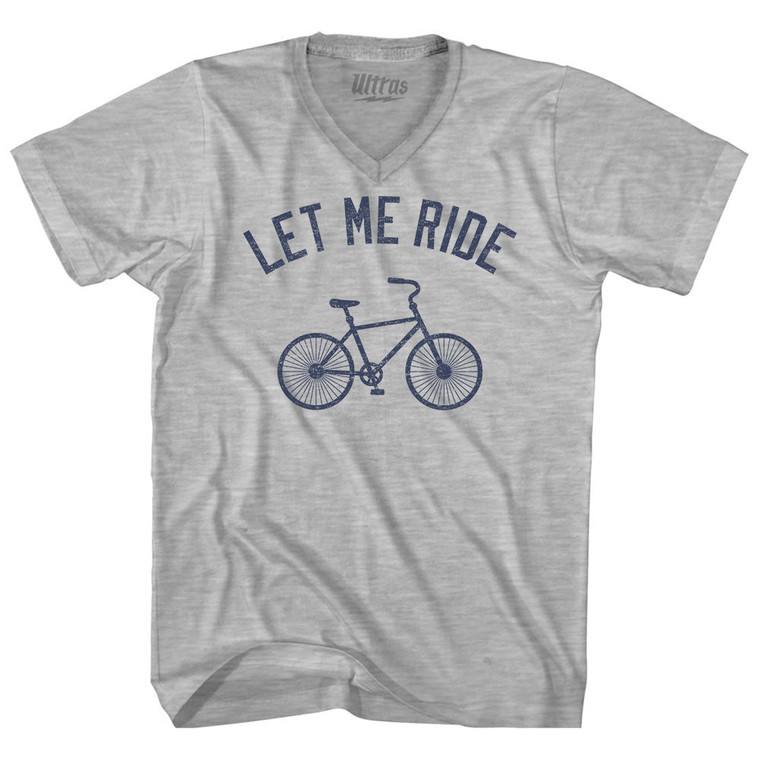 Let Me Ride Bike Adult Cotton V-neck T-shirt - Grey Heather