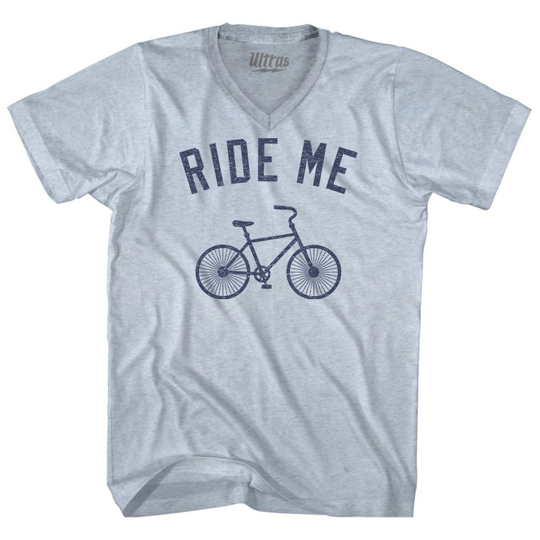 Ride Me Bike Adult Tri-Blend V-neck T-shirt - Athletic White