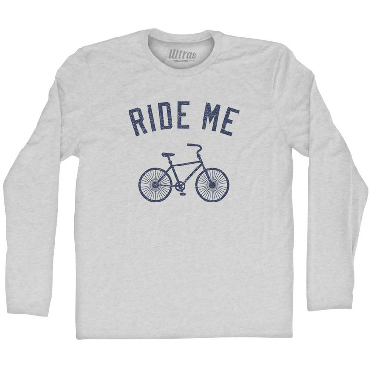 Ride Me Bike Adult Cotton Long Sleeve T-shirt - Grey Heather