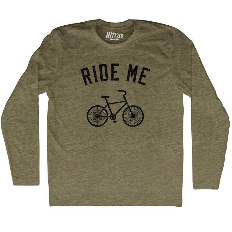 Ride Me Bike Adult Tri-Blend Long Sleeve T-shirt - Military Green