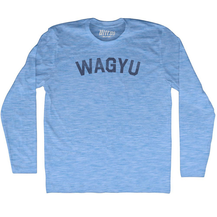 Wagyu Adult Tri-Blend Long Sleeve T-shirt - Athletic Blue