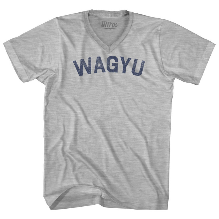 Wagyu Adult Cotton V-neck T-shirt - Grey Heather
