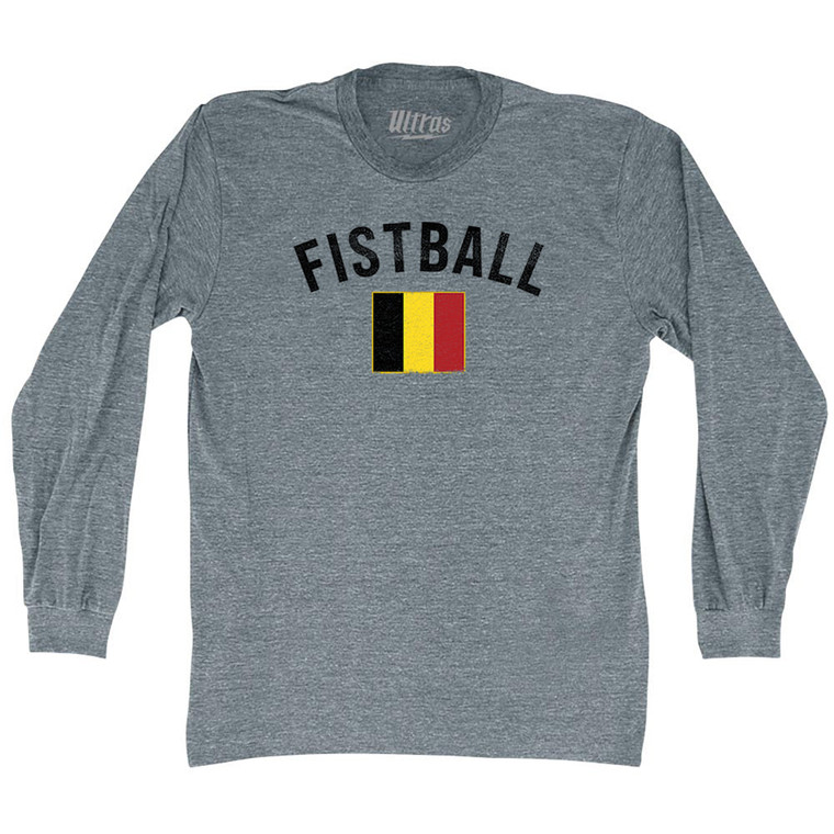 Belgium Fistball Country Flag Adult Tri-Blend Long Sleeve T-shirt - Athletic Grey