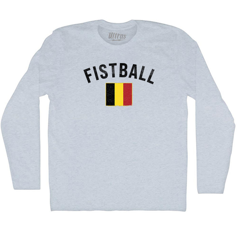 Belgium Fistball Country Flag Adult Tri-Blend Long Sleeve T-shirt - Athletic White