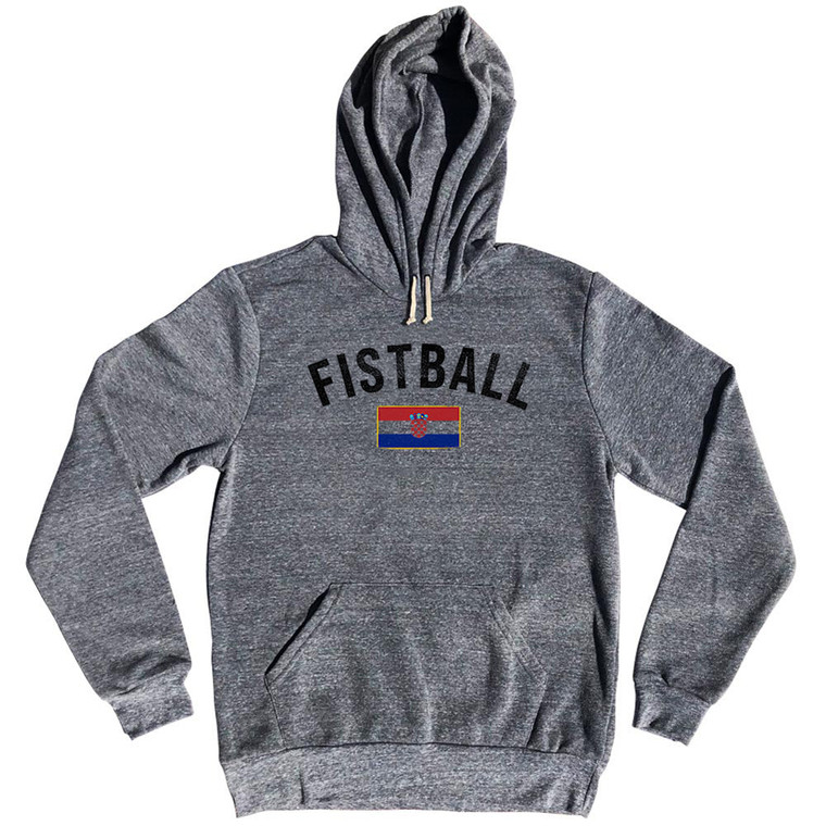 Croatia Fistball Country Flag Tri-Blend Hoodie - Athletic Grey