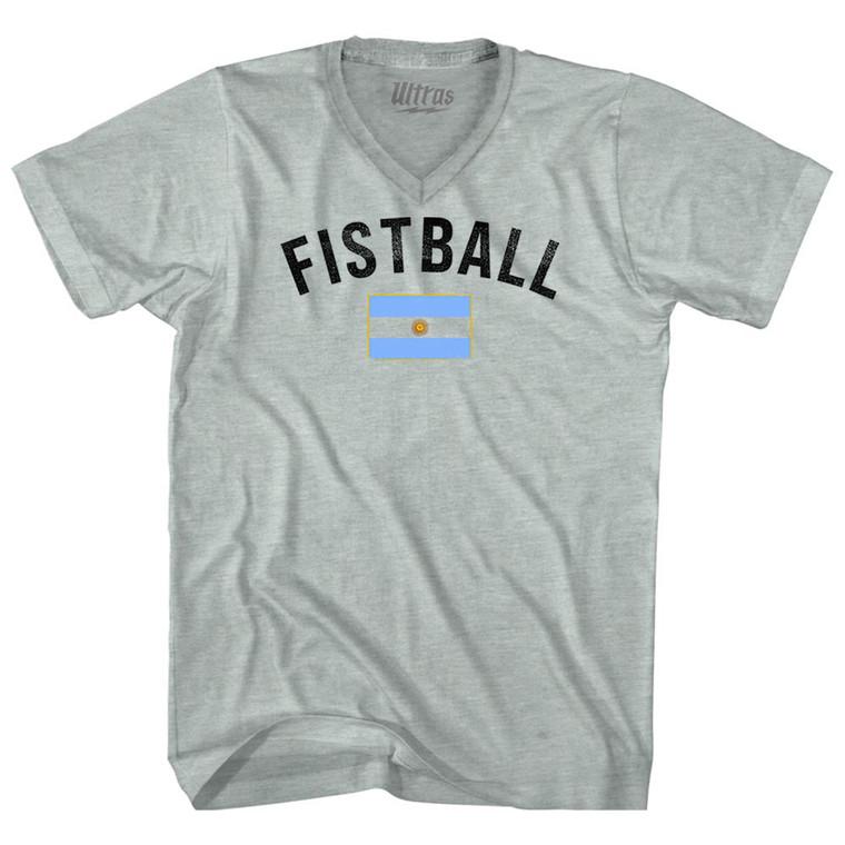 Argentina Fistball Country Flag Adult Tri-Blend V-neck T-shirt - Athletic Cool Grey