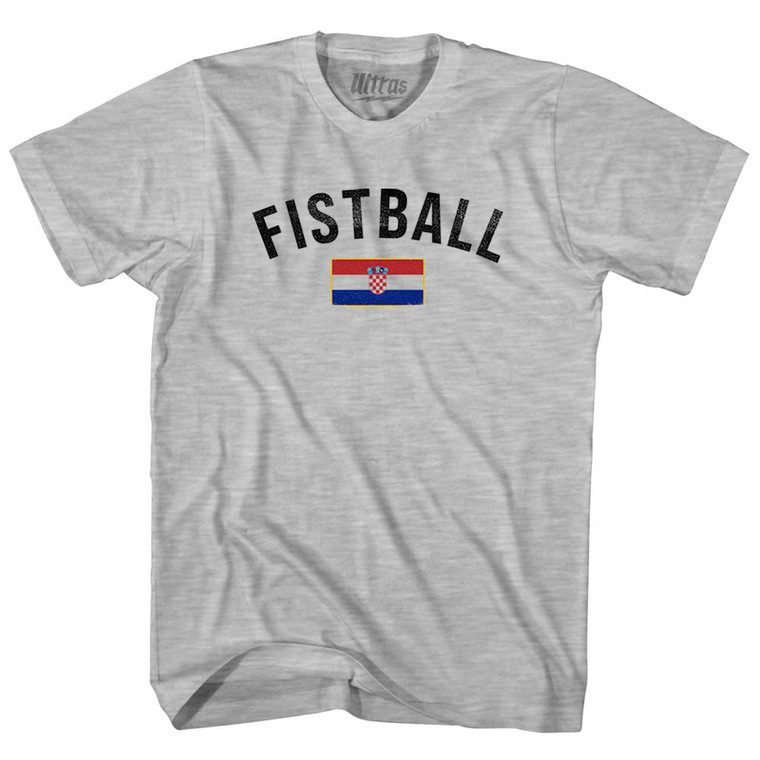 Croatia Fistball Country Flag Adult Cotton T-shirt - Grey Heather