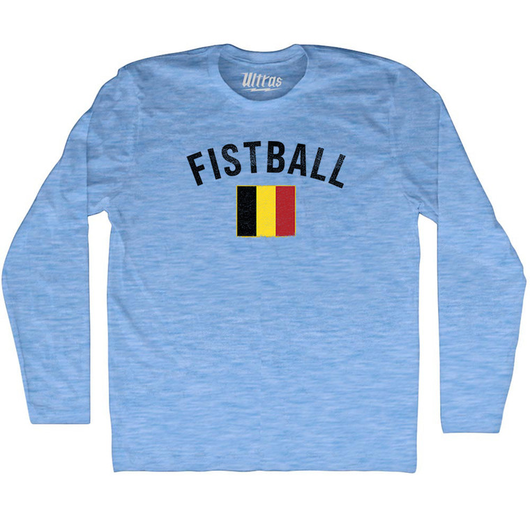 Belgium Fistball Country Flag Adult Tri-Blend Long Sleeve T-shirt - Athletic Blue