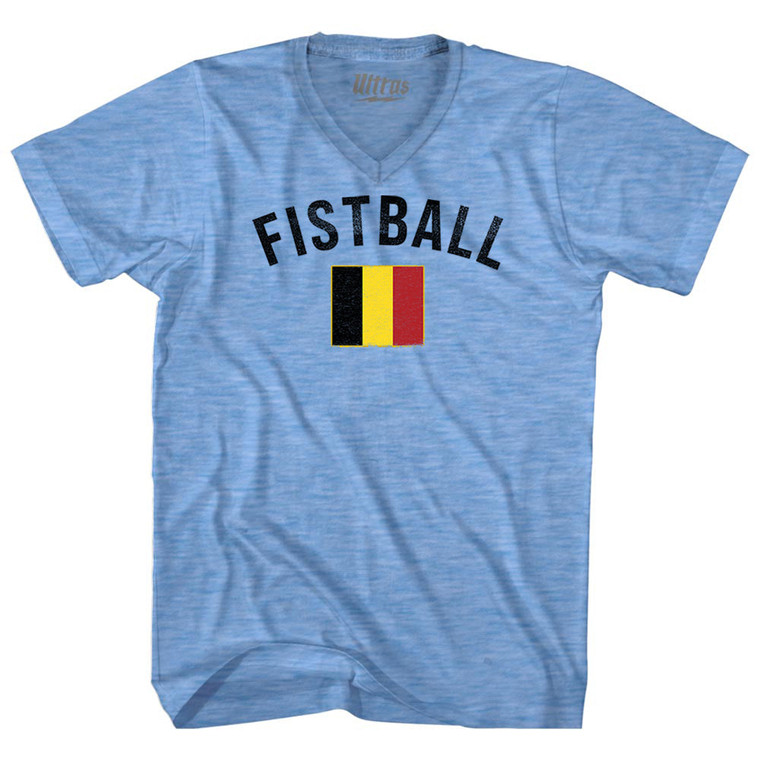 Belgium Fistball Country Flag Adult Tri-Blend V-neck T-shirt - Athletic Blue